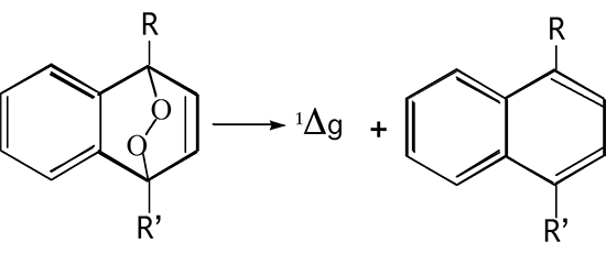 production de l'oxygène singulet à partir d'un endoperoxyde