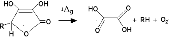 réaction de l'oxygène singulet avec l'acide ascorbique