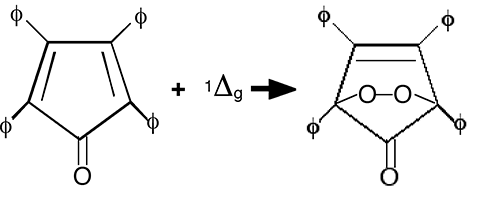 réaction de l'oxygène singulet avec la tétracyclopentadiènone